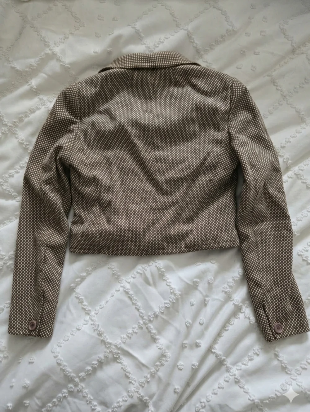 Vintage 60s/70s Brown Check Cropped Mod Blazer Jacket - European Size 42 - Picture 11 of 12